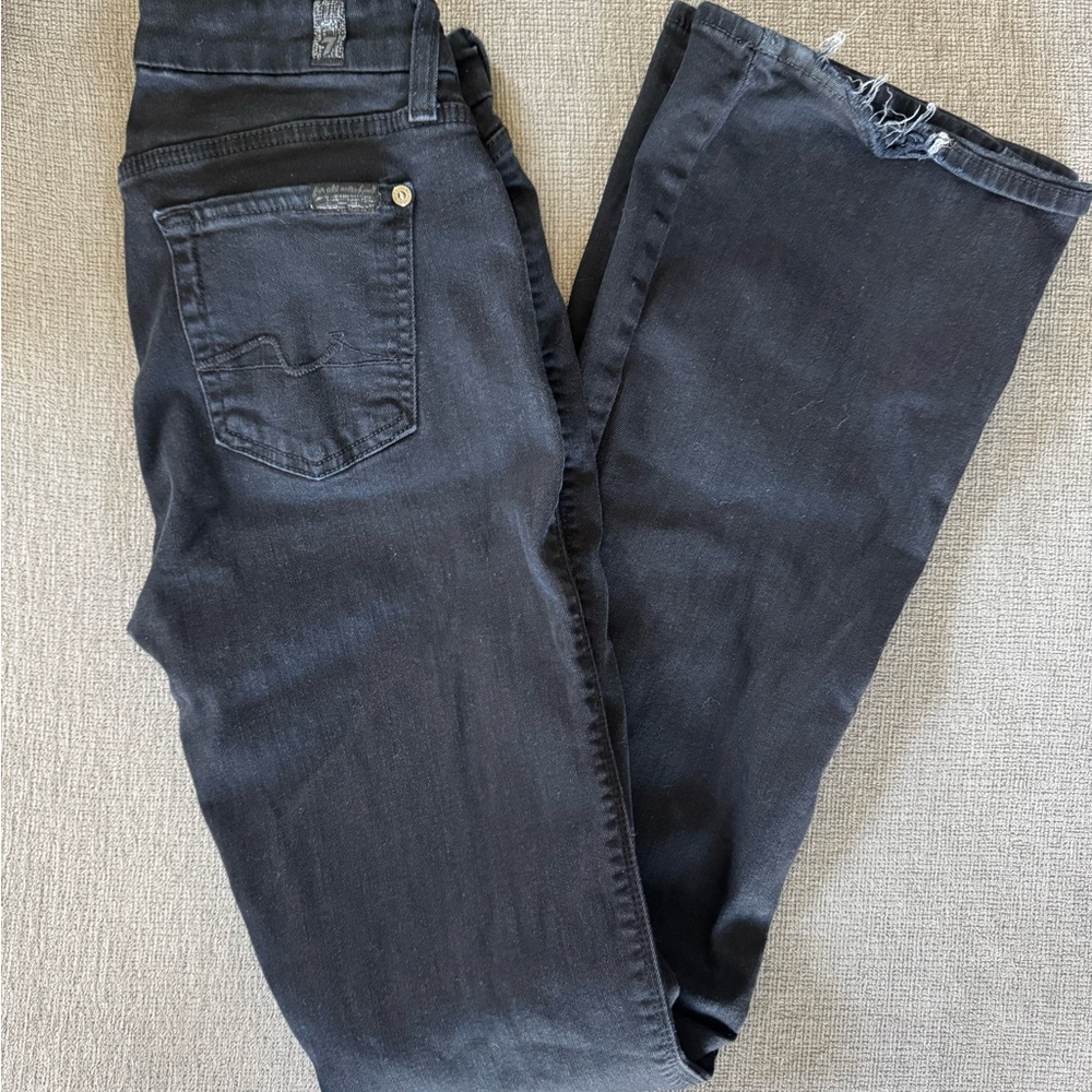 7 For All Mankind Black Flare Wide Leg Jeans
